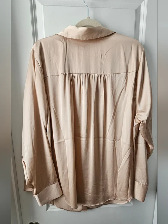 Torrid Champagne Silky Button-Up Shirt - Picture 2 of 5